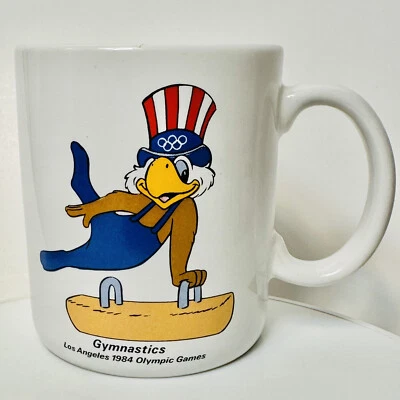 Vintage Los Angeles 1984 Olympic Games Gymnastics Coffee Mug Cup Sam the Eagle - Image 1 of 4