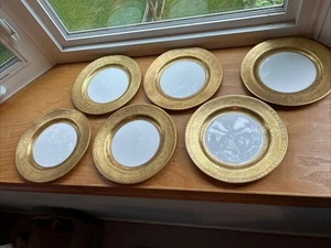 6 Grainger England Gold Gilded Rim Plates 10.25” Vintage - Picture 1 of 12