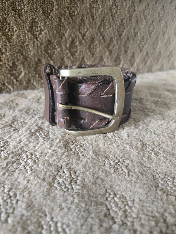 Cinturón de cuero marrón con cordones NINE WEST con hebilla de latón - talla XL unisex Foto 1 de 4