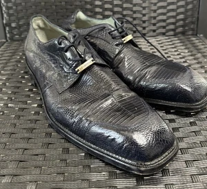 Belvedere Florence Lizard Oxfords Dress Shoes Black Mens Sz 11.5 - Picture 1 of 7