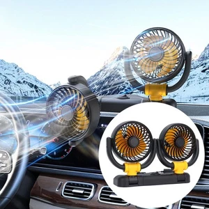 Dual Head Car Fan Adjustable 2 Speed 360 Degree Rotation Portable Vehicle Fan f4 - Bild 1 von 11