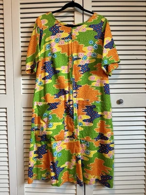 Vintage Peggy Lou California Psychedelic Flower Power Zip Front House Dress Rare - Image 1 of 4