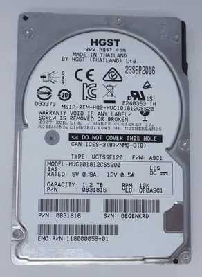 HUC101812CSS200 0B32671 HGST 1.2TB 10K 12Gb/s SAS 2.5" Server Hard Drive RF - Image 1 of 2