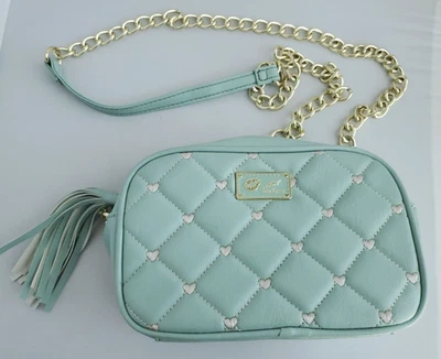 Cartera Bandolera Betsey Johnson LUV Acolchada Corazón Be Mine Cadena Dorada Y2K Como Nueva Foto 1 de 4