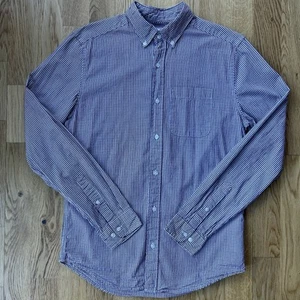 Next Chemise homme rouge et marine à carreaux vichy petit coton lavé manches longues - Photo 1/6