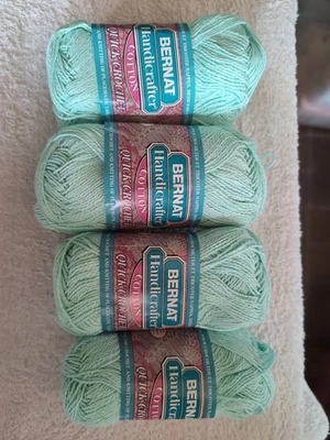 Bernat Handicrafter Cotton Quick Crochet Yarn. Mint.  Lot of 4 As Pictured  - Image 1 of 4