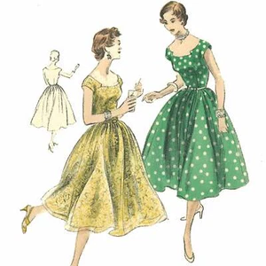 Vintage 50er Jahre Muster, Damen Rockabilly Kleid - Brustumfang = 34" (86 cm) - Bild 1 von 1