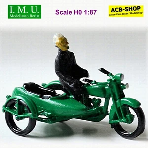 Motocicleta Con Sidecar De Los Años 50 Verde Green H0 1:87 I.M.U. 09913 - Imagen 1 de 6