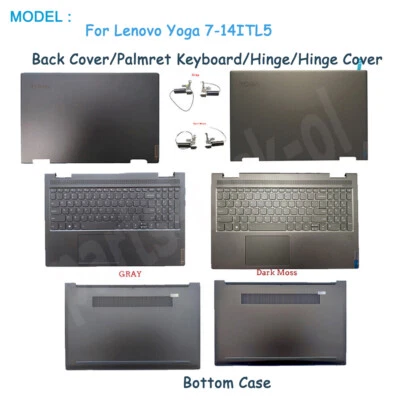New Back Cover/Palmrest Keyboard/ Hinge For Lenovo Yoga 7-14ITL5 82BH 7-14 - Image 1 of 4
