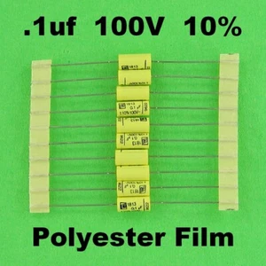 .1 UF 100 V 10 % Polyester Filmkappe Axial Blei Original-Zubehör-Hersteller zugelassen 100 Volt 10ea Neu - Bild 1 von 5