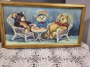 Winnie The Pooh &Friends Oil Painting By Teresa W Davis Perfect in Baby Bedroom - Picture 1 of 6