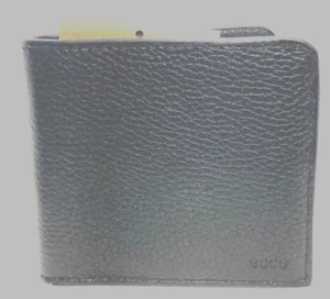 ecco Cow Textured Pebbled Leather Billfold Coin Wallet Men's Black. 1 pc. AW 23 - Picture 1 of 17