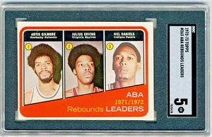 1972-73 TOPPS ABA REBOUNDS LEADERS #263 ARTIS GILMORE/JULIUS ERVING/DANIELS HOF - Picture 1 of 2