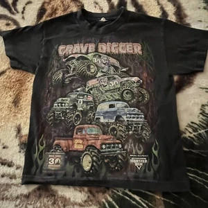 Youth Size Gravedigger Shirt Length 20" Pit 16" 30th Monster Jam Truck History - Picture 1 of 3