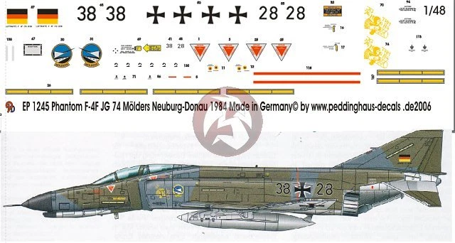 Peddinghaus 1/48 German F-4F Phantom II Markings JG 74 'Molders' Neuburg 1245 - Image 1 of 1