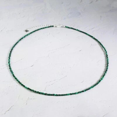 Malachite Choker Delicate Stone Beads Necklace Malachite Crystal Dainty Choker - Image 1 of 4