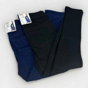 Time And Tru Women Sz XS 0/2 Black Blue Pull On Jegging Skinny Capri Lot 2 NEW - Picture 1 of 14