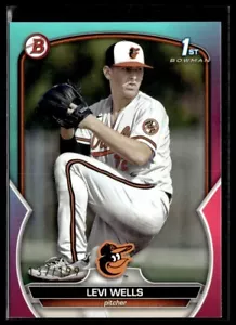 2023 Bowman Draft Aqua/Pink Levi Wells /199 Baltimore Orioles #92 - Picture 1 of 2