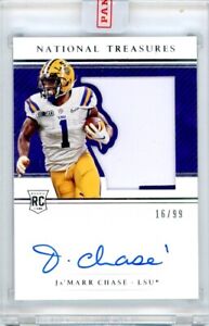 2021 Panini National Treasures Ja'Marr Chase Rookie Patch Auto /99 RC LSU Tigers