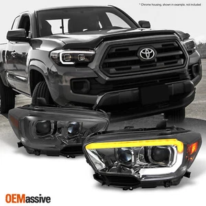 Fits 2016-2023 Toyota Tacoma SR/SR5 Sequential Smoked LED Projector Headlights - Picture 1 of 12