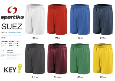 Pantaloncini Calcio Volley SPORTIKA Mod. SUEZ "NO LOGO" LEGEA MACRON GIVOVA ZEUS