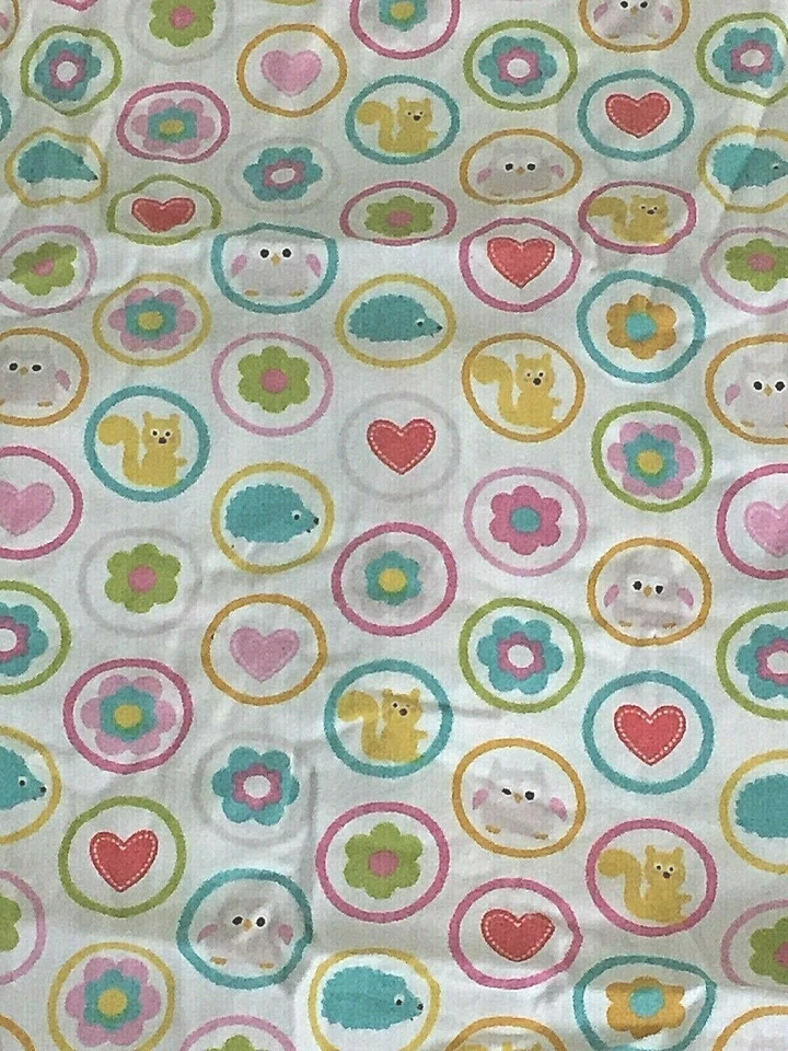 KIDSLINE by DENA  FITTED CRIB SHEET multi-color Animals Hearts Flowers and Dots - Image 1 of 4