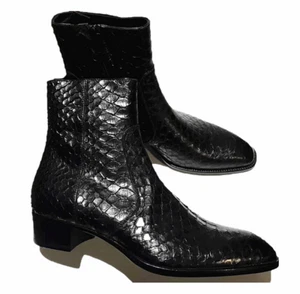 Heiß Herren Spitz zulaufend Schlangenleder Formell Business Leder Stiefeletten Schuhe - Bild 1 von 5
