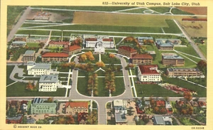 University of Utah Campus Salt Lake City Aerial View 1940 Postcard - Picture 1 of 2