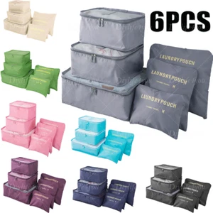 6 Stück Kleidertaschen Kofferorganizer Packtaschen Packwürfel Set Urlaub Reise - Bild 1 von 43