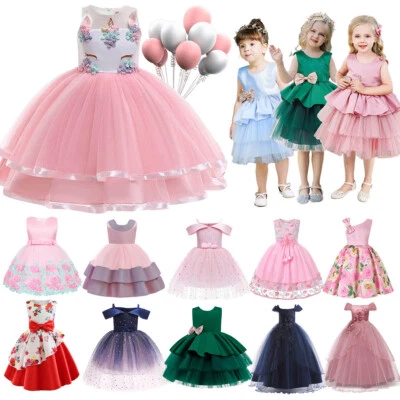 Kids Baby Flower Girls Party Dress Wedding Bridesmaid Dresses Birthday Princess - Image 1 of 4