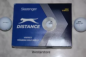 NEW SLAZENGER V100 Distance 1 Dozen White GOLF BALLS , GB , FREE 2 Dozen TEES - Picture 1 of 3
