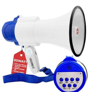 30W Megaphone Bullhorn with Siren & Recording – 800 Ft Range, Portable Loudspeak - Picture 1 of 11