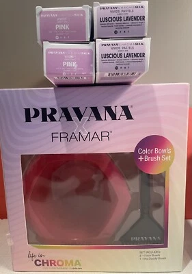 2 ROSA + 2 LAVANDA DELICIOSA + 3 cuencos de color octágono Pravana con juego de pinceles GRANDE Foto 1 de 4