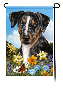 Gartenfahne Sommerblumen - Catahoula Leopard Hund - Bild 1 von 1