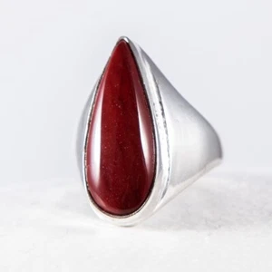 a Silberring roter Jaspis elegante schmale lange Form Tropfen Größe: 60 - Bild 1 von 3