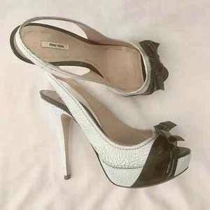 MIU MIU platform slingback pumps white size 38 EU - Picture 1 of 8