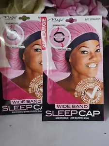 2pc Magic Satin Wide Band Sleep Cap - Picture 1 of 5