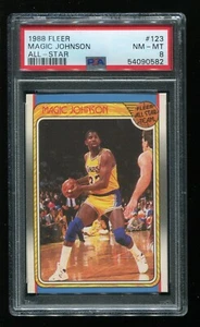 1988-89 FLEER ALL STAR # 123 MAGIC JOHNSON LAKERS PSA 8 NM-MT Sharp!! MSS582 - Picture 1 of 2