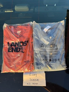 2 Pack Lands End Shirt Mens XL 46-48 Long Sleeve Polo Soft Supima Cotton Red, Bl - Picture 1 of 9