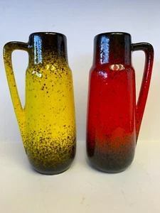 2 VINTAGE SCHEURICH "FAT LAVA" VASES/JUGS  - W. GERMANY - SHAPE #275-20 - 1960s - Picture 1 of 8