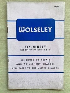 Manual de cargas originales Wolseley Six-Ninety 1957 calendario de reparación - Imagen 1 de 5