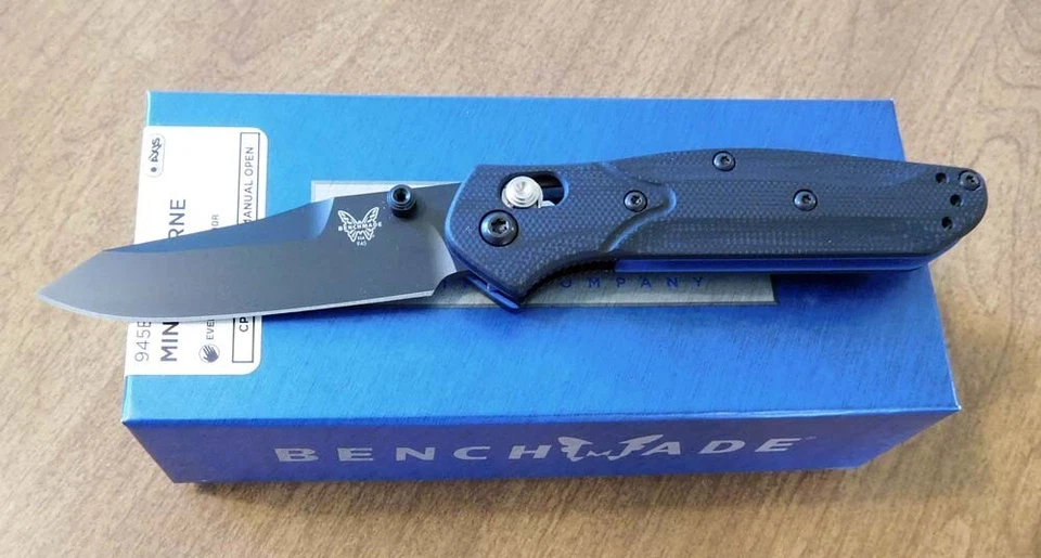 BENCHMADE 945BK-1 Black G-10 Handle Mini Osborne Blk Pln S30V Blade Knife/Knives - Image 1 of 1