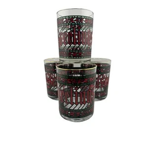 Juego de 4 vasos de whisky Houze Season's Greetings rojo y verde - Imagen 1 de 3