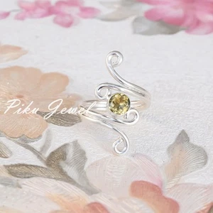 Anello moda argento sterling 925 pietra preziosa topazio citrino sorpresa... - Foto 1 di 5