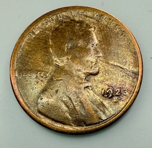 1923S  Wheat 1C Improper Alloy Mix WOODY WOODGRAIN BOTH SIDES!! - Picture 1 of 2