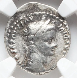 Tiberius AD 14-37, Silver Tribute Penny AR Denarius Coin Roman Empire, NGC Ch F - Picture 1 of 7
