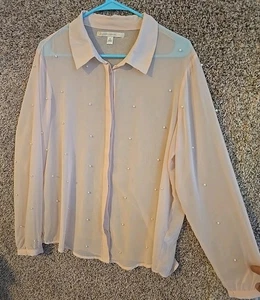 Blusa mujer LC Lauren Conrad XLarge rubor perla acento - Imagen 1 de 7