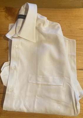 Nueva Camisa de Vestir Canali Marfil Crema Abotonada Lujo Algodón Italia 39/15 1/2 Foto 1 de 4