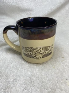 Vintage Hardees Coffee Mug 1986 Rise And Shine Homemade Biscuits Glazed Brown  - Picture 1 of 3
