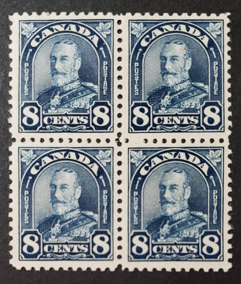 Stamps Canada Mint: #171  8c dk. blue Geo. V Arch Issue block of 4  F/VF MNH - Image 1 of 1
